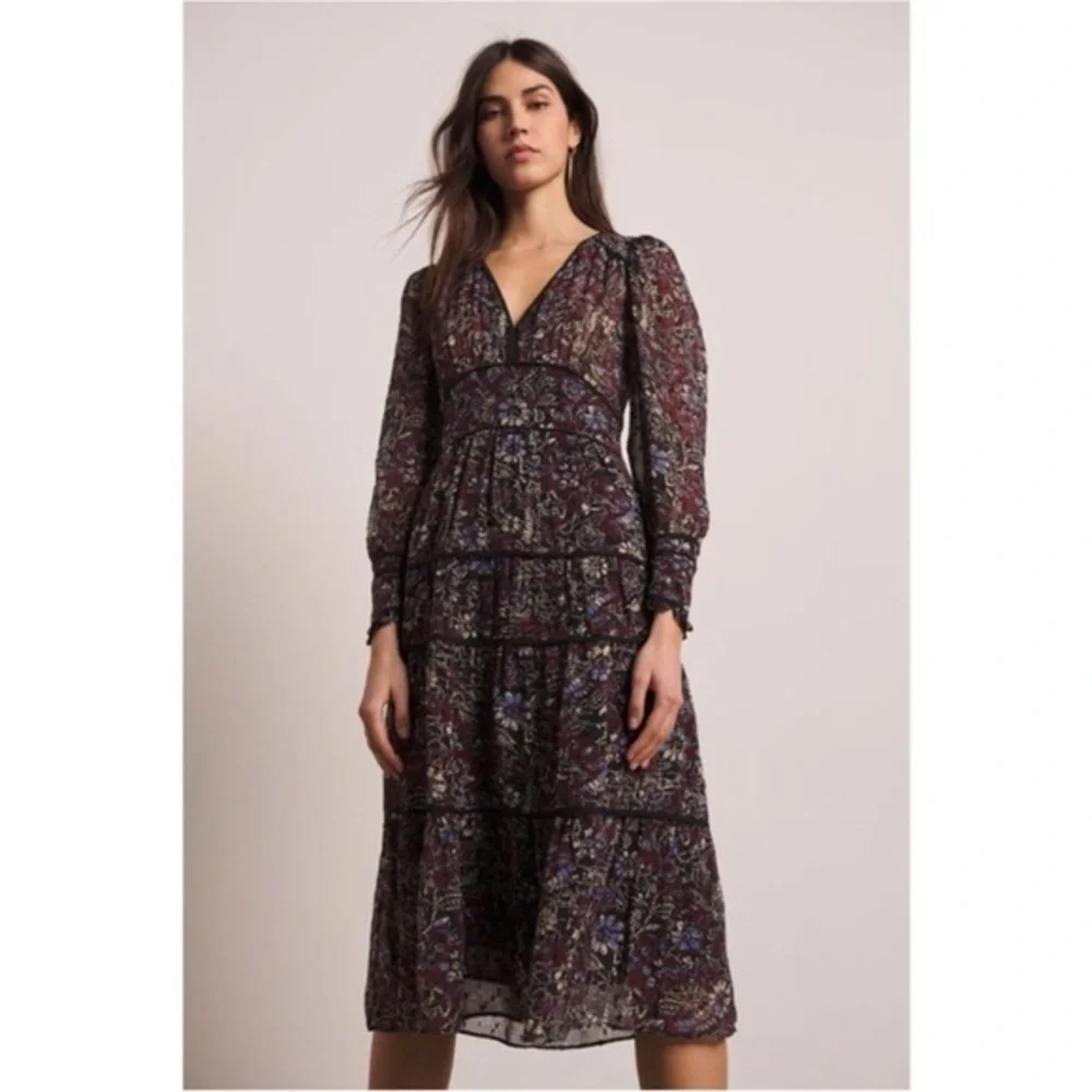 ba&sh Gigi print midi dress in Carbone floral Size S